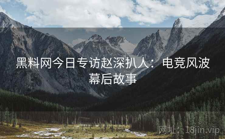 黑料网今日专访赵深扒人：电竞风波幕后故事