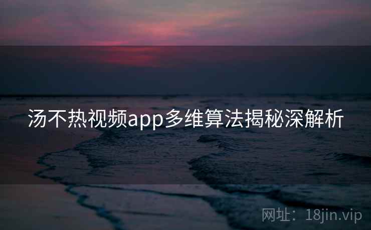 汤不热视频app多维算法揭秘深解析